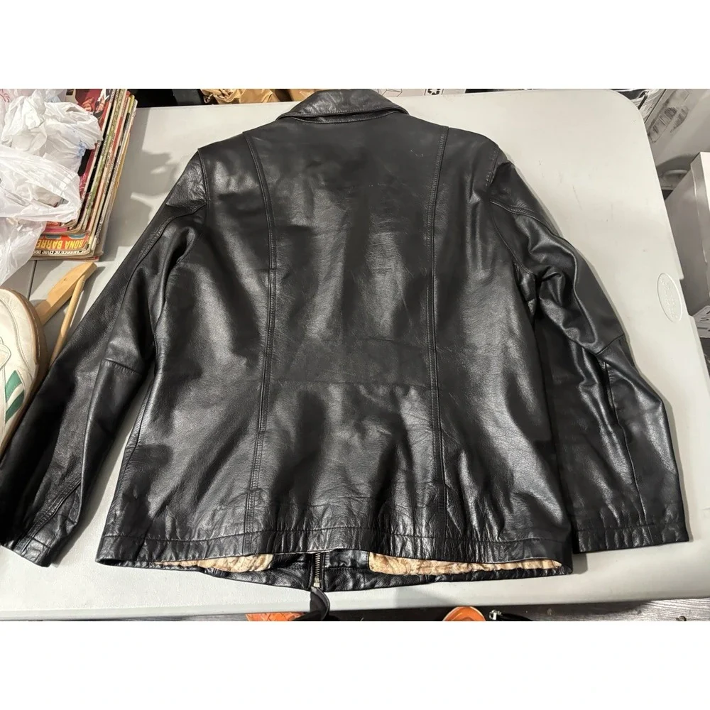 Wilsons Leather Women's L Paisley Lined Black Zip Up Jacket Coat